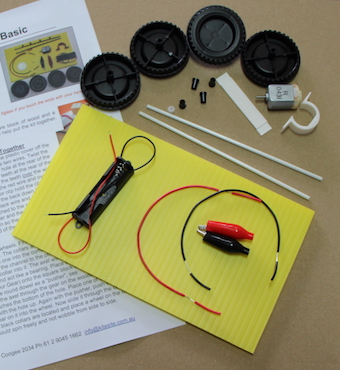 Parts to build a model solar car